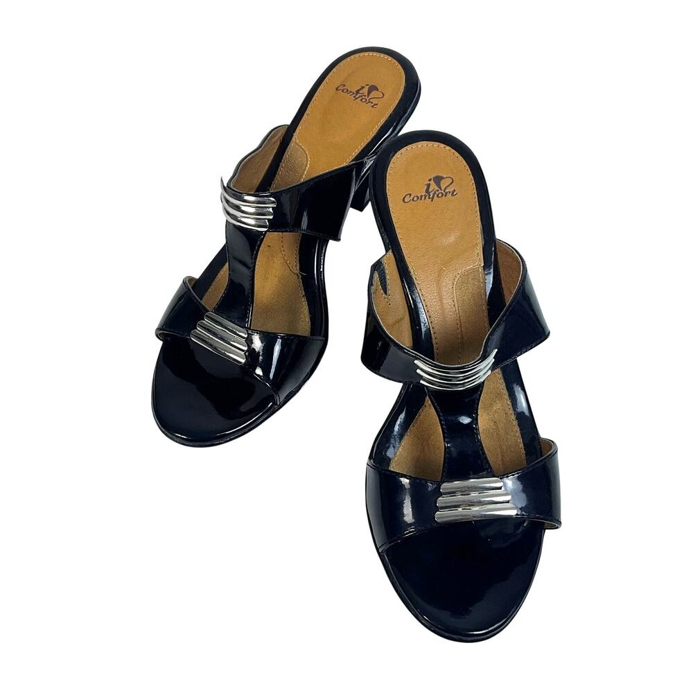 I Love Comfort Black Patent Leather Heels: 90s, Y2K, Modern